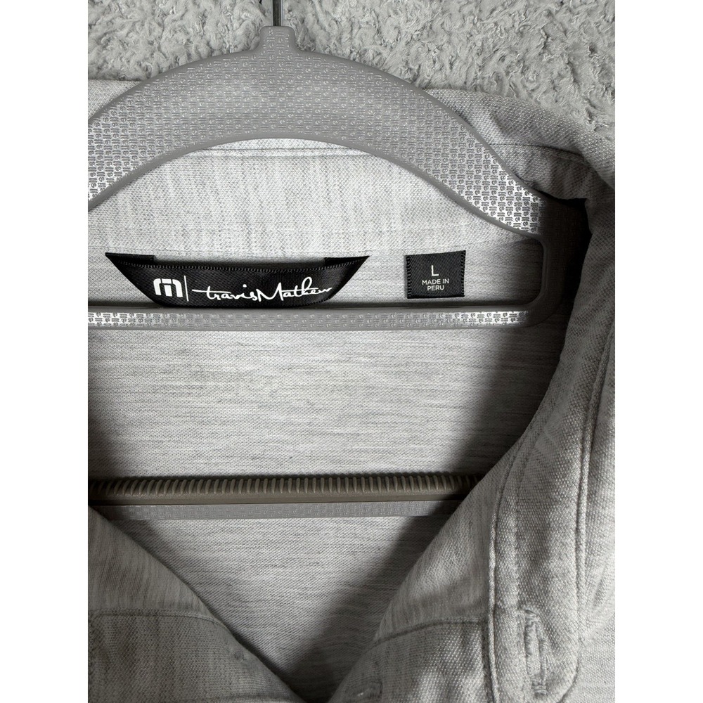 Travis Mathew Polo Shirt Men's Size L Gray Striped Stretch‎ Short Sleeve Golf - Picture 2 of 6